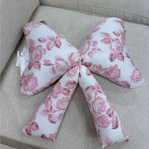 Shabby Chic Pink Floral Bow Pillow